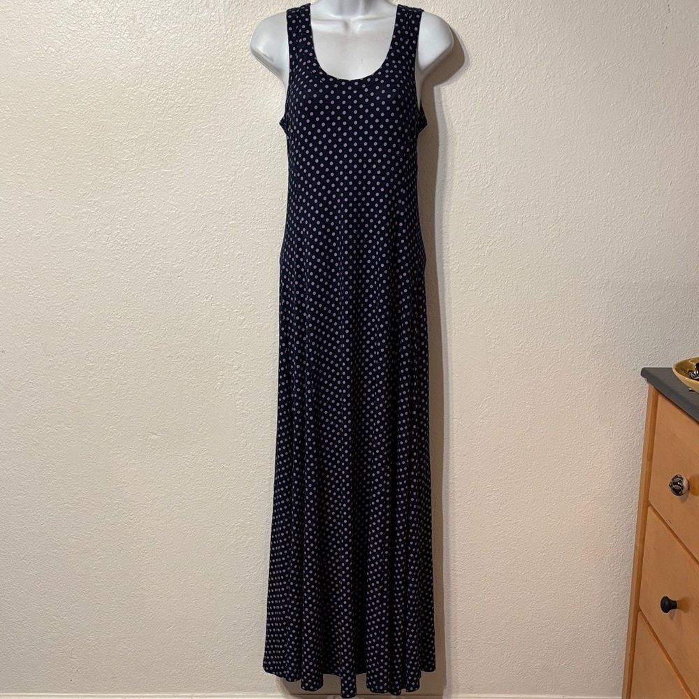 Soft Surroundings Sleeveless Polka Dot Maxi Dress XS